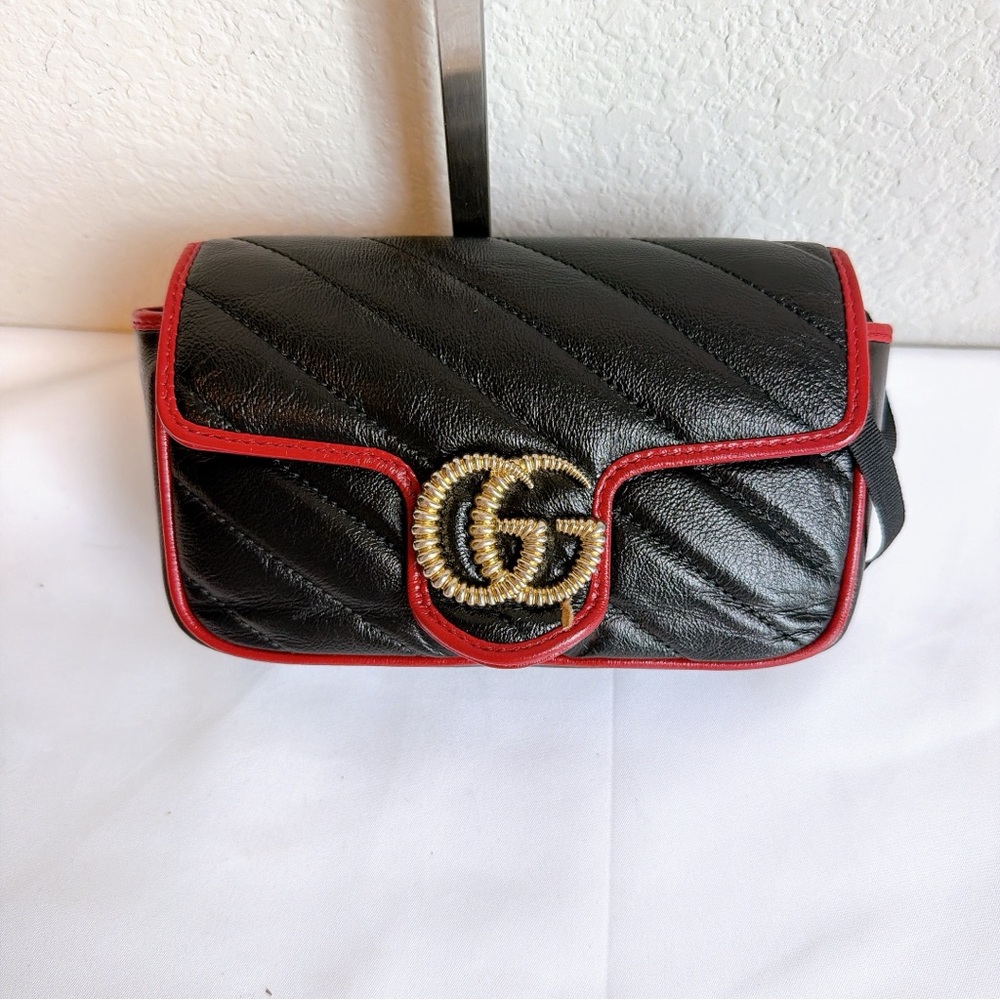 Black and Red Quilted Crossbody Bag marmont mini